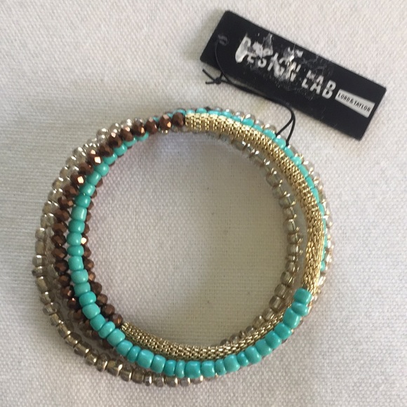 Gold and turquoise wrap bracelet - Picture 2 of 5
